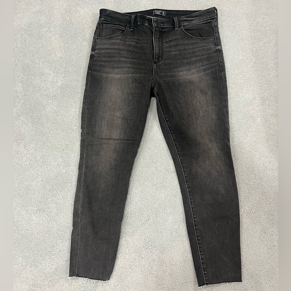 Abercrombie & Fitch high rise super skinny jeans in dark grey wash
